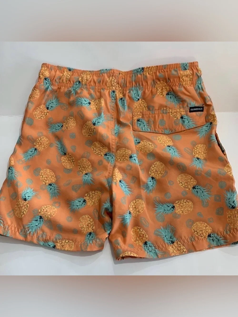 Island Haze Big Boys ORANGE PINEAPPLE SWIM TRUNKS Board Shorts Size 14